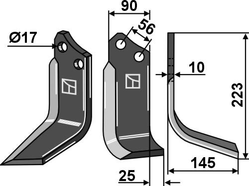 Fräsmesser 223x90mm rechts passend für Alpego