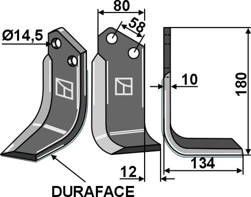 Fräsmesser DURAFACE 180x80mm rechts passend für Celli