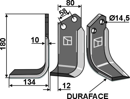 Fräsmesser DURAFACE 180x80mm links passend für Celli