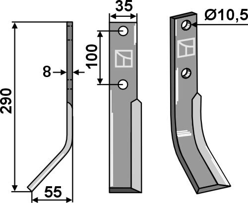 Rotorzinken 290x35mm links passend für Simon