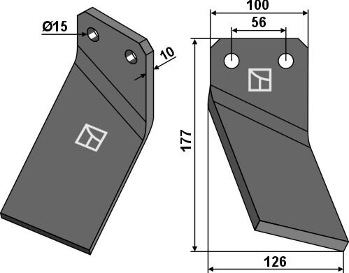 Rotorzinken 177x100mm rechts passend für Forigo-Roteritalia