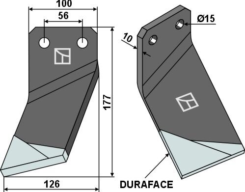 Rotorzinken DURAFACE 177x100mm links passend für Forigo-Roteritalia