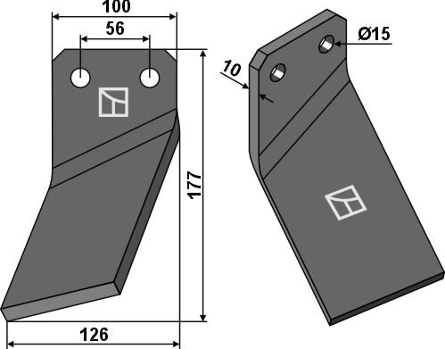 Rotorzinken 177x100mm links passend für Forigo-Roteritalia