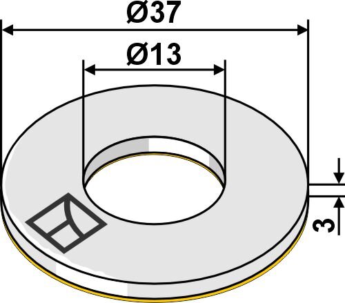 Dämpfungsscheibe Ø37x3xØ13 DIN 9021 A13 selbstklebend