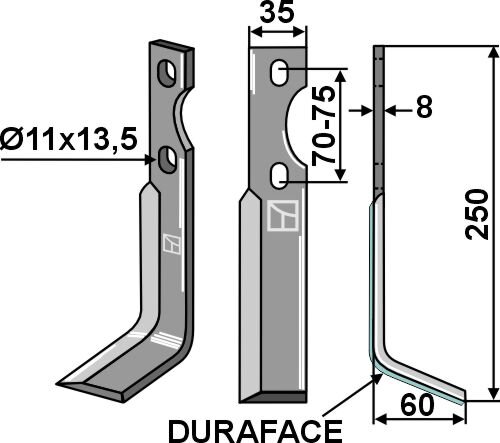 Rotorzinken DURAFACE 250x35mm rechts passend für Simon