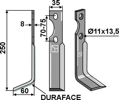 Rotorzinken DURAFACE 250x35mm links passend für Simon
