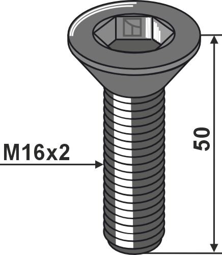 Senkschraube mit Innensechskant M16x2 10.9 passend für Humus und Samson