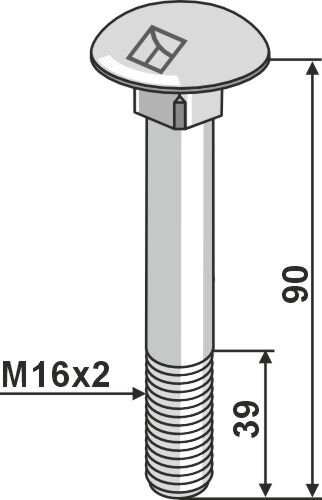 Flachrundschraube M16x2x90 8.8 verzinkt passend für SaMASZ