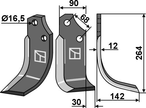 Fräsmesser rechts 264x90mm passend für Ortolan