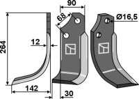 Fräsmesser 264x90mm links passend für Ortolan
