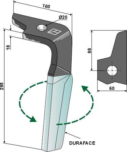 Kreiseleggenzinken DURAFACE 295mm links passend für Amazone
