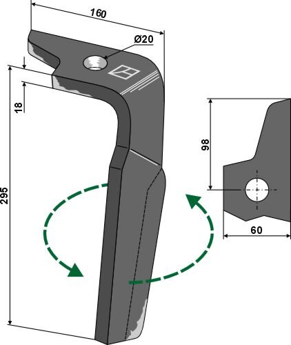 Kreiseleggenzinken 295mm links passend für Amazone
