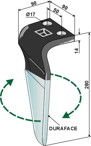 Kreiseleggenzinken DURAFACE 280mm rechts passend für Maschio / Gaspardo