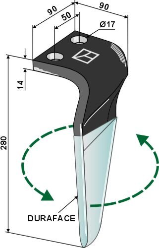 Kreiseleggenzinken DURAFACE 280mm links passend für Maschio / Gaspardo