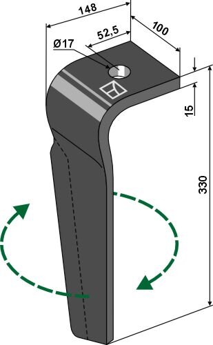 Kreiseleggenzinken 330mm rechts passend für Moreni und Bednar