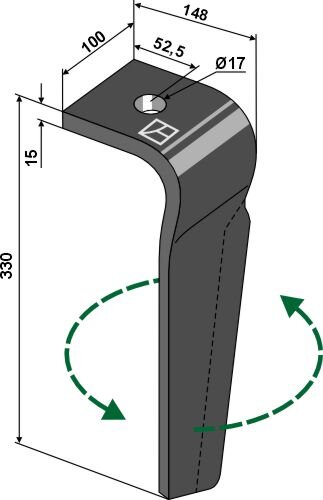 Kreiseleggenzinken 330mm links passend für Moreni und Bednar