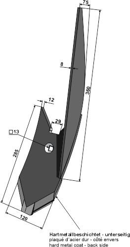 Randscharspitze links hartmetallbeschichtet