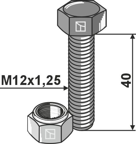 Sechskantschraube mit Feingewinde M12x1,25x40 10.9 verzinkt