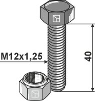 Sechskantschraube mit Feingewinde M12x1,25x40 10.9 verzinkt