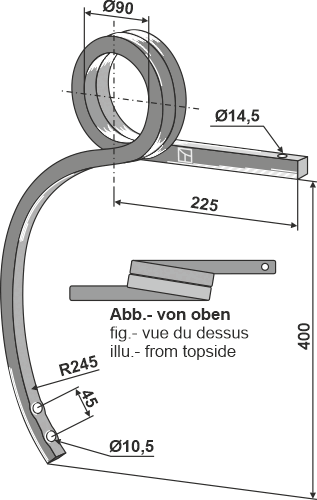 Gedrehter Schwergrubberstiel rechts