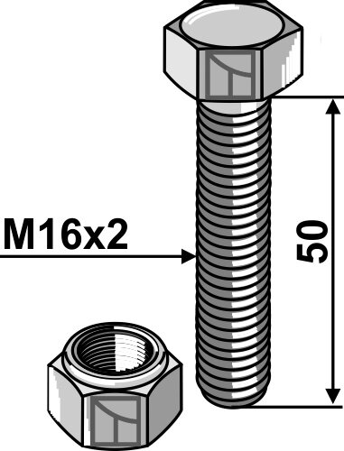 Schraube M16 x 50 Güte 8.8