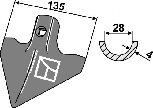 Hackschar 135mm passend für Kongskilde und Thyregod