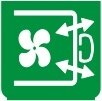 Symbol Gebläse (vom Dach) (90°)